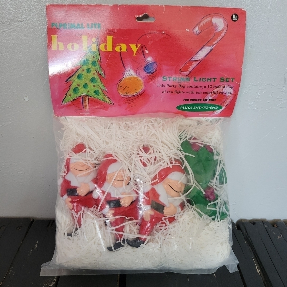 Prima Lite Holiday Vintage Christmas Lights Santa Tree String Sue Scott 1998 Vtg